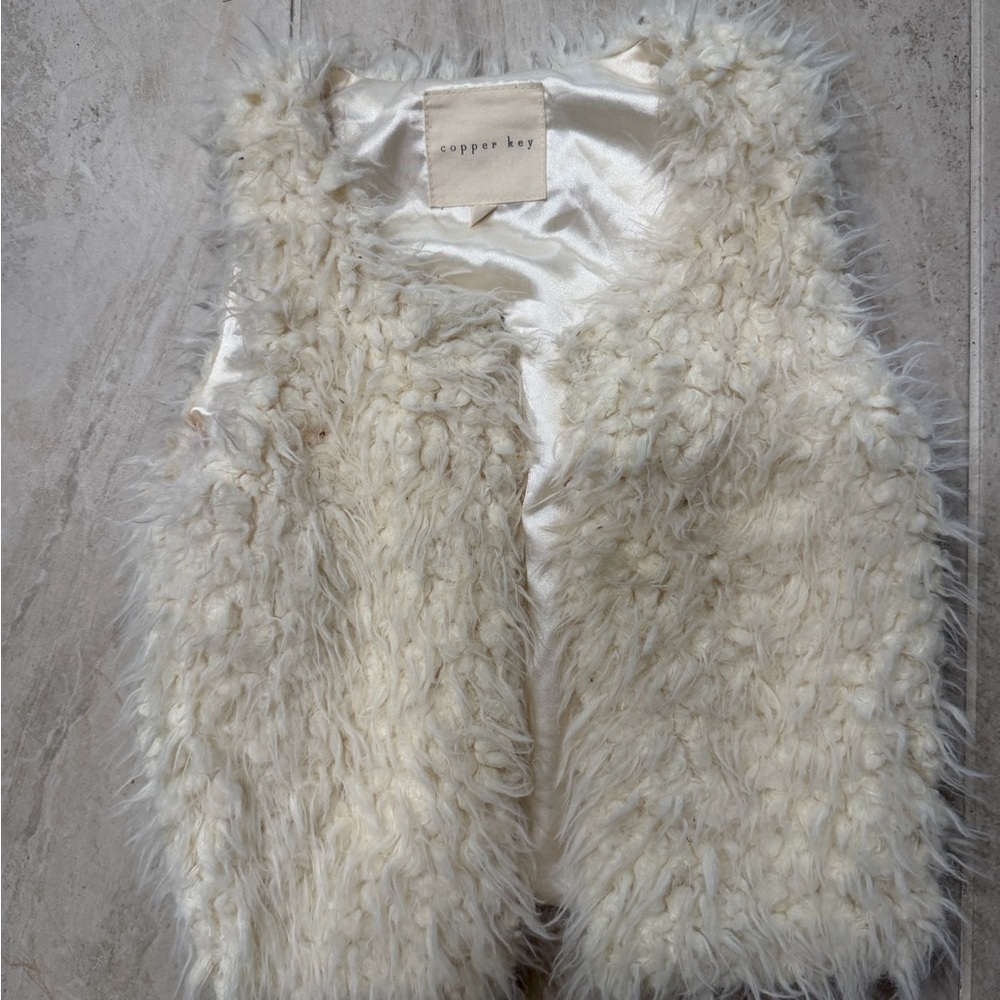 Copper Key Cream Faux Fur Vest